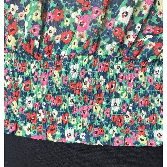 Rachel Zoe Blouse Semi-Sheer Colorful Floral Print - Picture 8 of 14